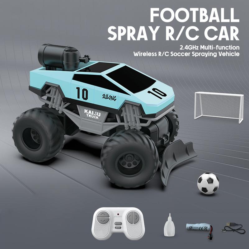 1/24 2.4G RC 4WD Football Car With Spray Lights 360 Rotation Kids Toys Remote Control 5CH Soccer Vehicle Boys Christmas Gifts