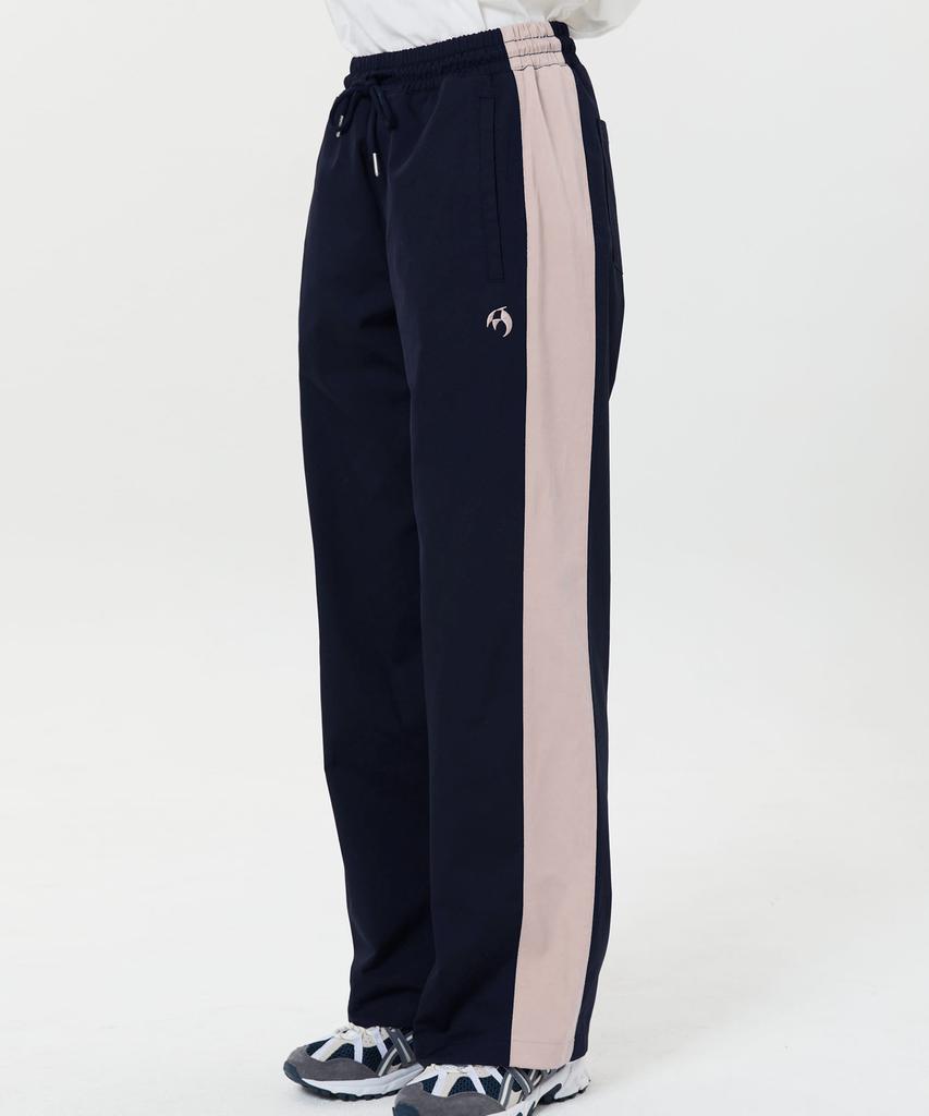 WAIKEI Line Colorblock Wide Track Pants Navy