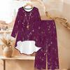 Floral Print Print Two Piece Outfit Women Long Sleeve Irregular Hem Tunic Top Wide Leg Pants Casual Matching Set