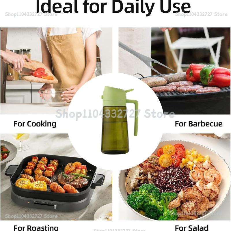 Oil Cruet Olive Oil Dispenser Sprayer for Cooking 2 in 1- Spray and Pour Dark Green Oil Sprayer Bottle 500ml Spice Rack