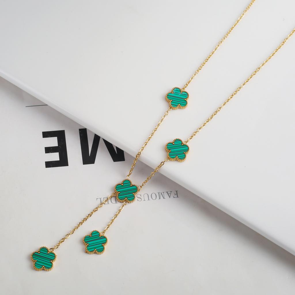 Adjustable Gold Plated 316L Stainless Steel Flower Bracelet Five Leaf Petals Women Luxury Clover Gift