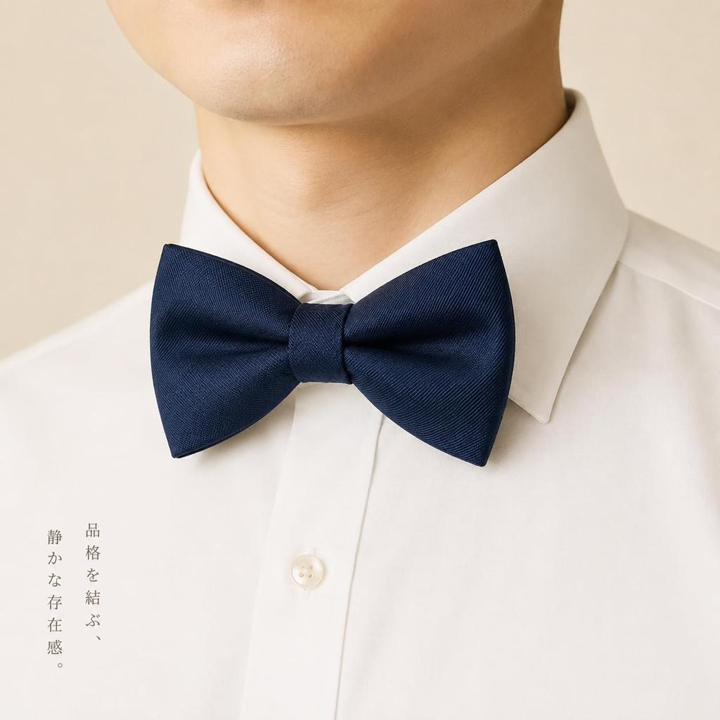 [NASEBEMU] Men's Bow Tie, Solid Color, Formal, Wedding, Groom, Reception, Entrance Ceremony, Party, Easy To Put On and Take Off, One-Touch, Gift,