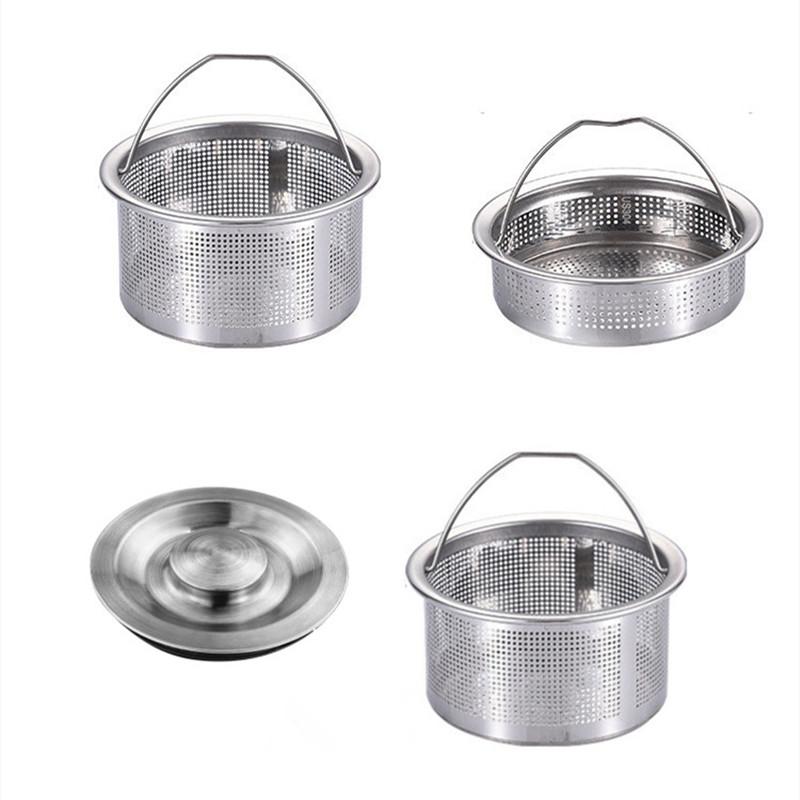 Stainless Steel Kitchen Sink Strainer Plug 99%  Sink Drain Cover Filter Basket With Handle Waste Filter Mesh Kitchen Accessories