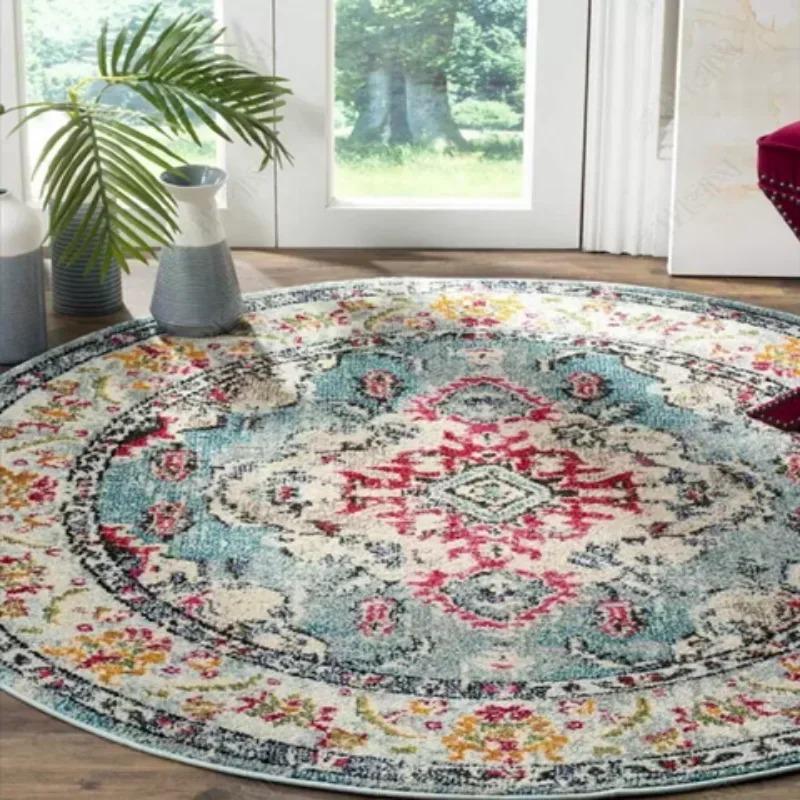Retro Round Living Room Carpet American Hanging Chair Rugs Bohemia Bedroom Bedside Rug Home Luxury Decoration Sofa Non-slip Mat