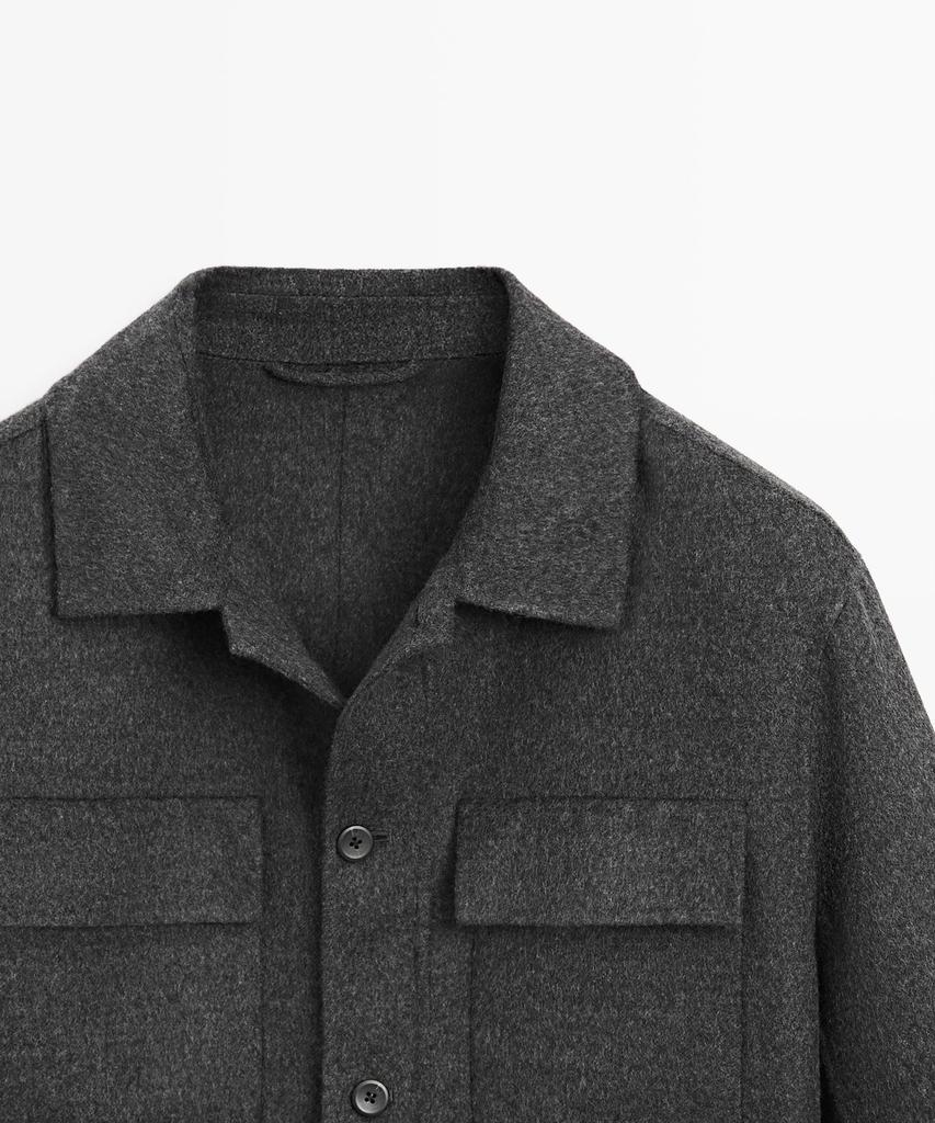 Massimo Dutti Wool Blend Overshirt With Pocket Details