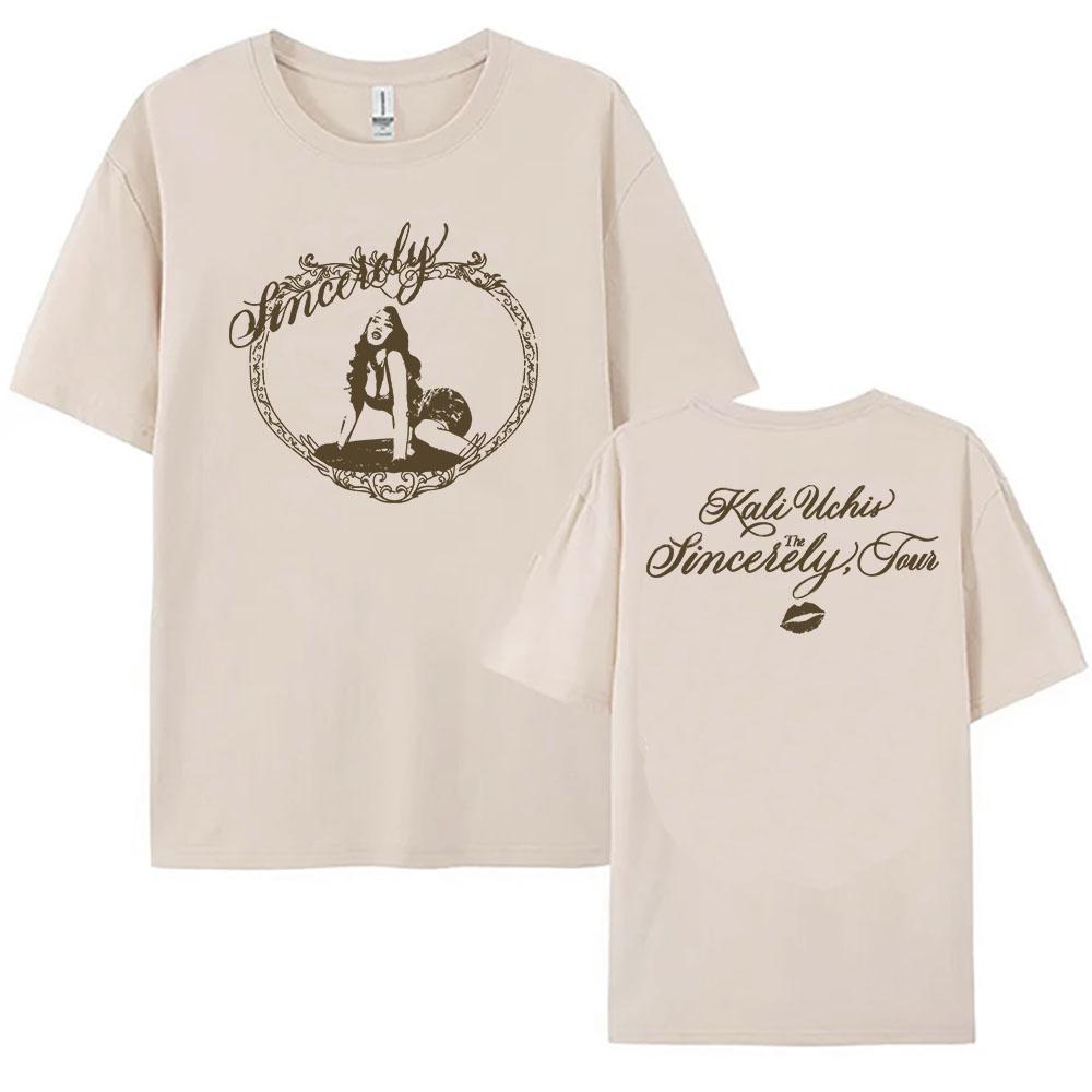 The Sincerely, Tour T-shirt KALI UCHIS Singer Design Tshirts Short Sleeve Cotton Women/Men Tees Loose Fashion O-neck T Shirts
