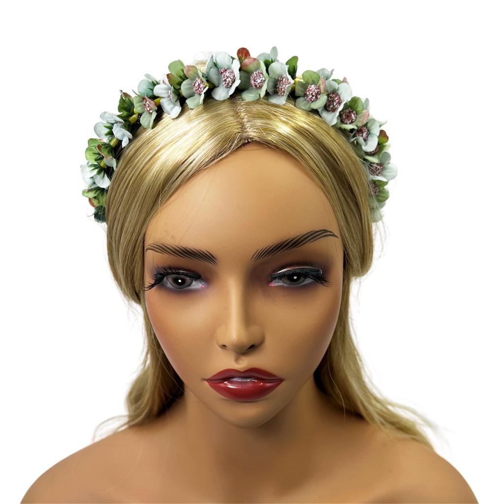 Artificial Flower Headband Halloween Hair Band Rose Flower Crown Headpiece Floral Hair Accessories for Cosplay Party