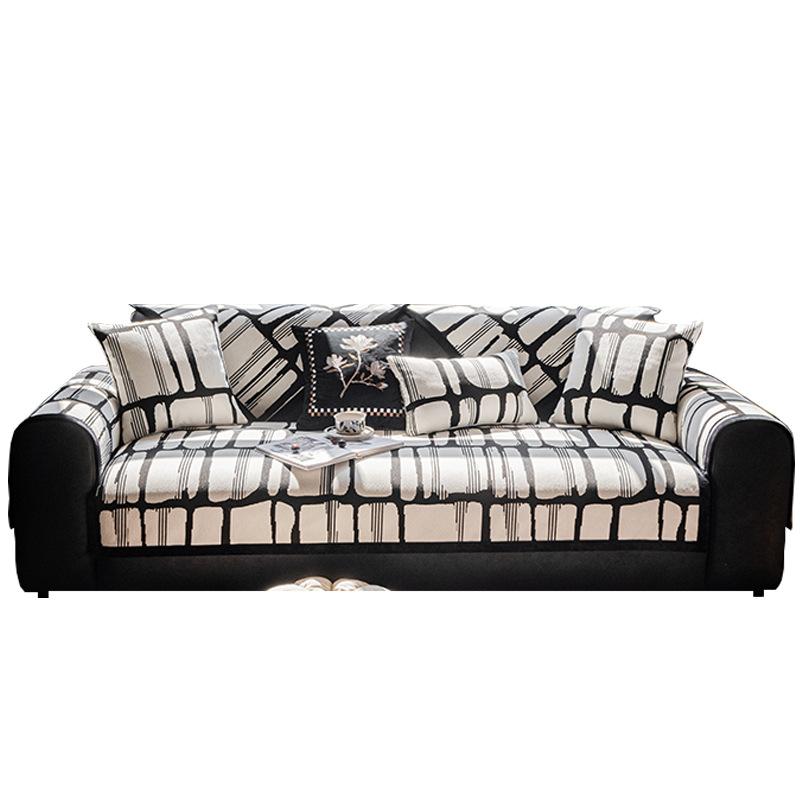 Leather High-End Sofa Cushion  New Chenille Seat Cushion All Seasons Non-Slip Black And White Sofa Cover Cover Cloth