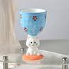 Cat High Legged Ice Cream Cup Ceramic Girls Sweet Wine Glass High Value Design Niche Personality Creative Ice Cream Cup