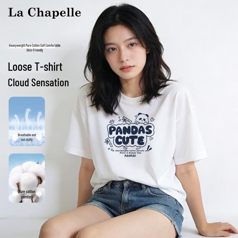 La Chapelle Women s Cotton Panda Print T-Shirt L