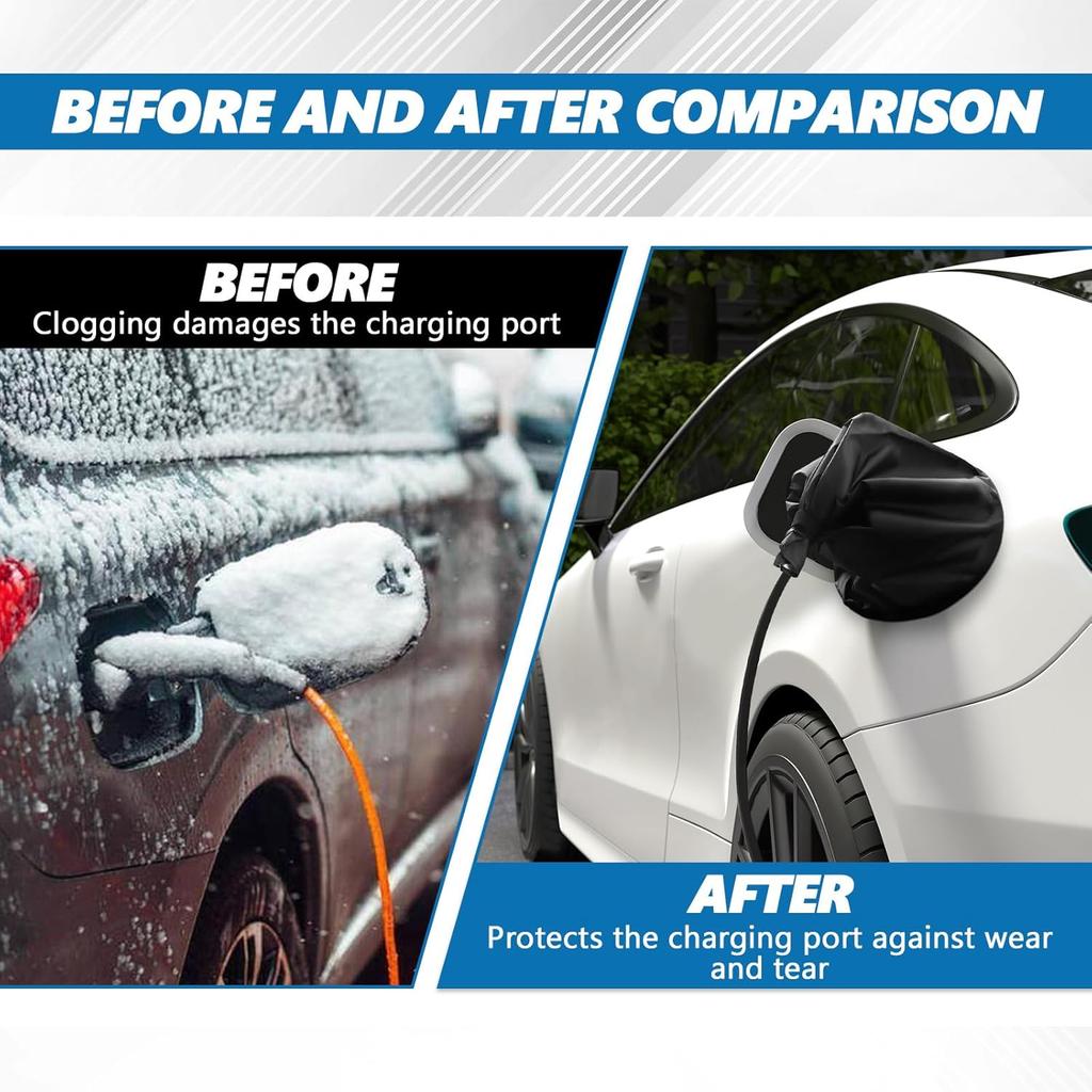 Wuyaoyao EV Charger Plug Port Cover, Waterproof Outdoor Electric Car Charger Plug Cover Rain Sun UV Snow All Weather Protection, Magnetic Adhesion