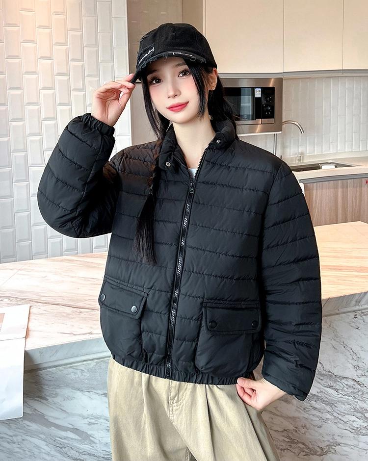 Solid Short Lightweight Warm Down Jacket for Women