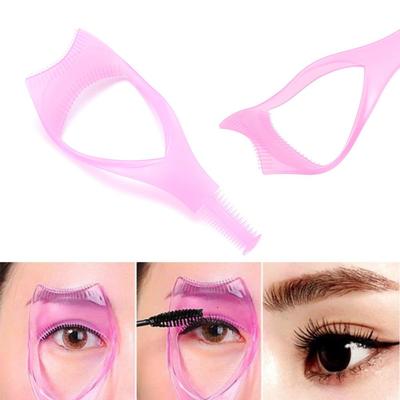 Couleur aléatoire Protège les yeux Outil applicateur Bouclier mascara Pinceau de maquillage 3-en-1 Modèle peigne à cils
