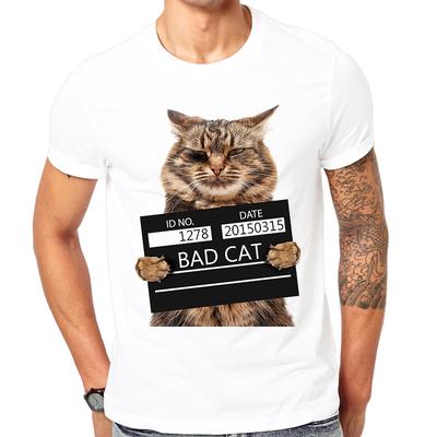 2022 Último diseño divertido estampado Camiseta de verano Gato malo Camiseta fresca para hombre primavera verano camisa de moda de marca tops geniales