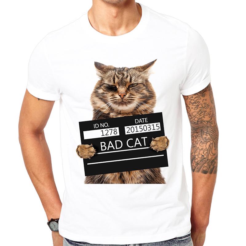 2022 Latest Funny Print Design Bad Cat Summer T-shirt Cool Men Spring Summer Shirt Brand Fashion Shirt Cool Tops