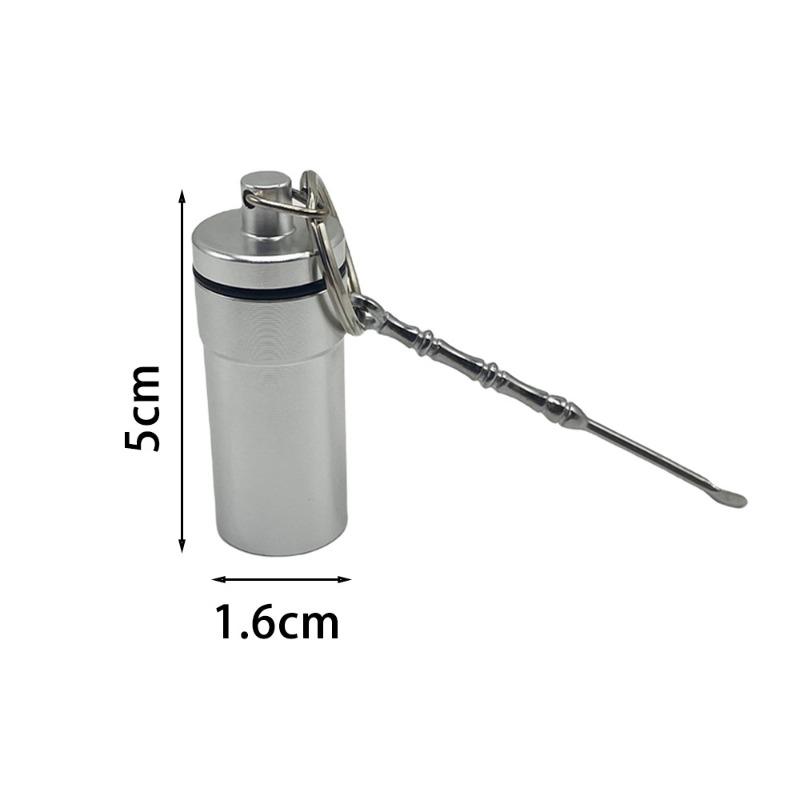 New style High Quality Medicine Box with Keychain Metal spoon Snuff bottle Aluminum Sealed Storage Portable Gifts for Men