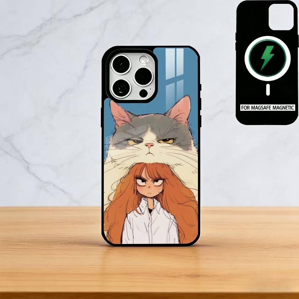 Chibi-Mädchen-Handyhülle für iPhone 17, 16, 15, 14, 13, 12, 11 Plus und Pro, magnetisch mit MagSafe-Ladefunktion