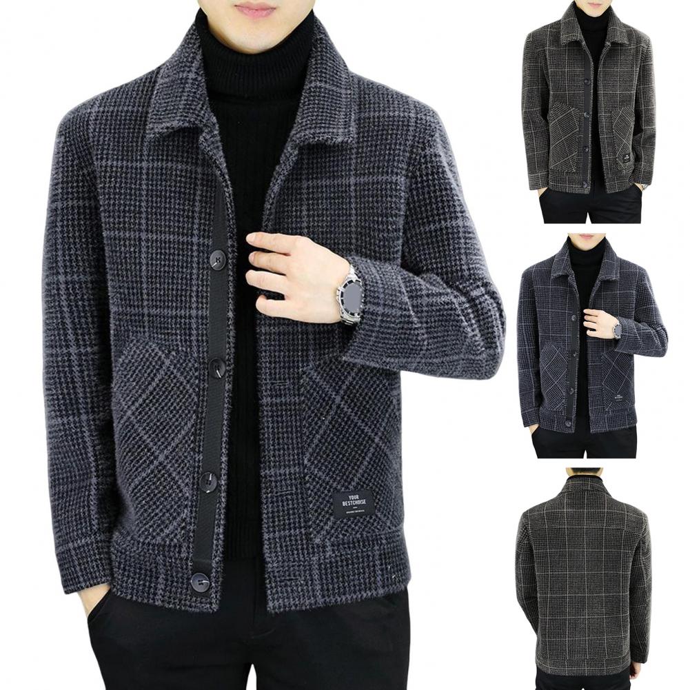 2025 Autumn Winter Mens Short Slim Fit Woolen Coat Single Breasted Casual Windbreaker Fashion Retro Trench Overcoat