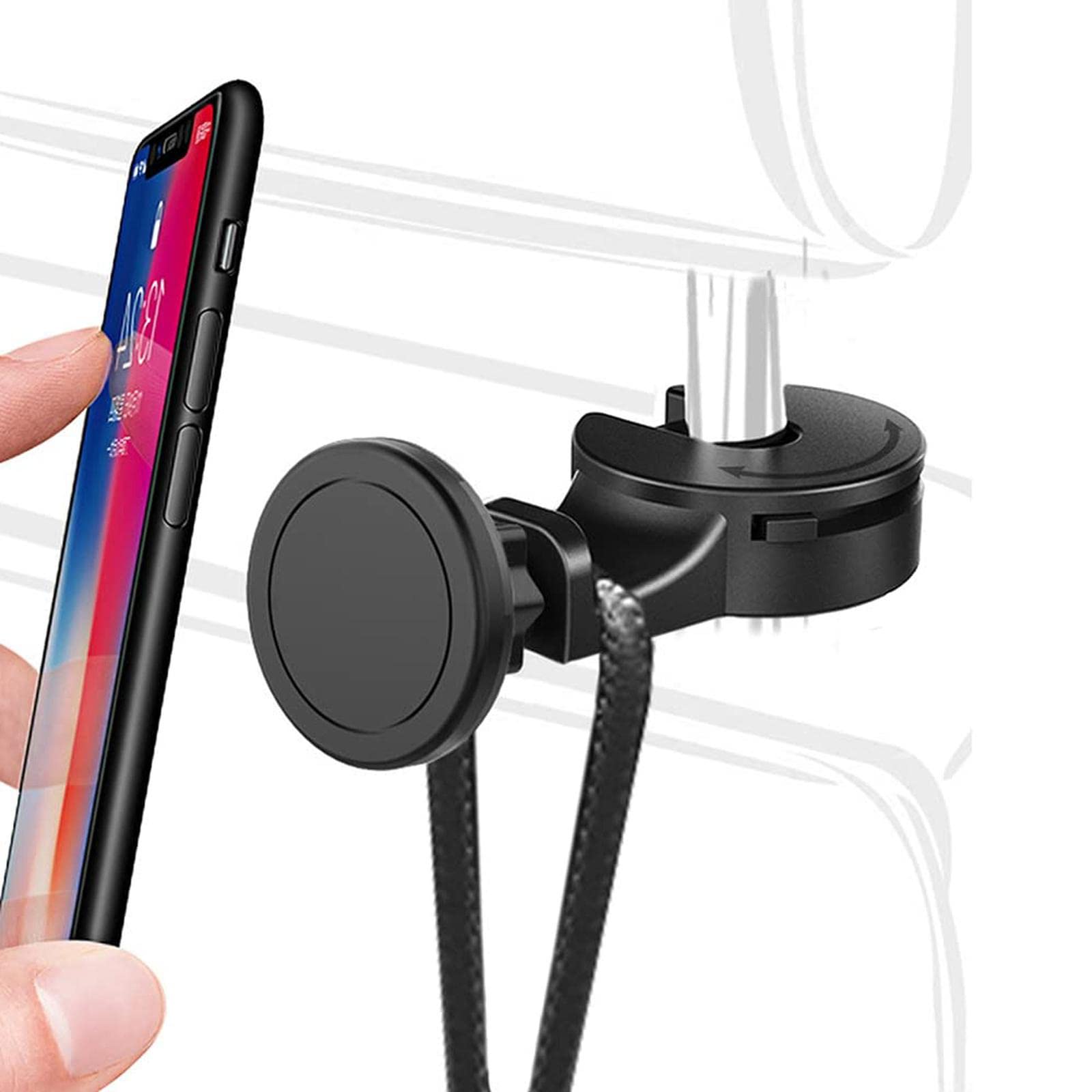 

Держатель для смартфона в автомобиль, Крючок на сиденье автомобиля, Универсальный тип, Тип с зажимом и магнитный, 2 типа, чёрный