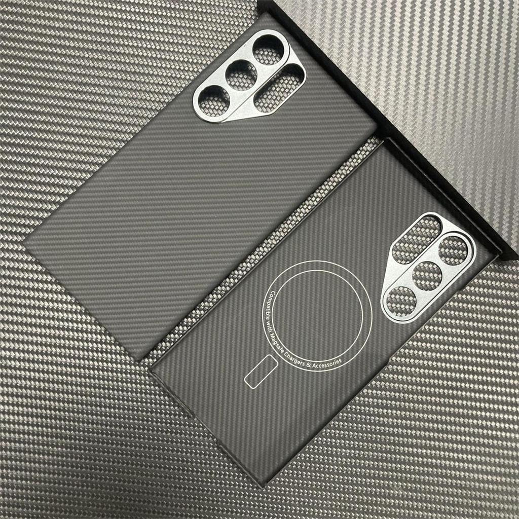 For Samsung S25Ultra Luxury Carbon Fiber Kevlar Magnetic Phone Case For Samsung Galaxy S24 S23 Ultra Anti Shock Protective Cover
