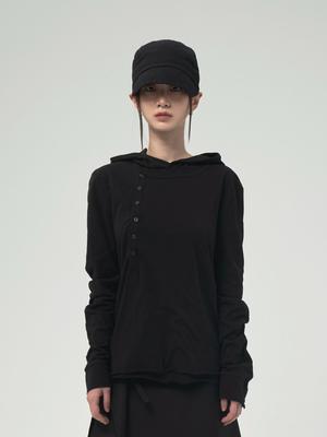 (W) Axis Layer Button Hoodie_Black
