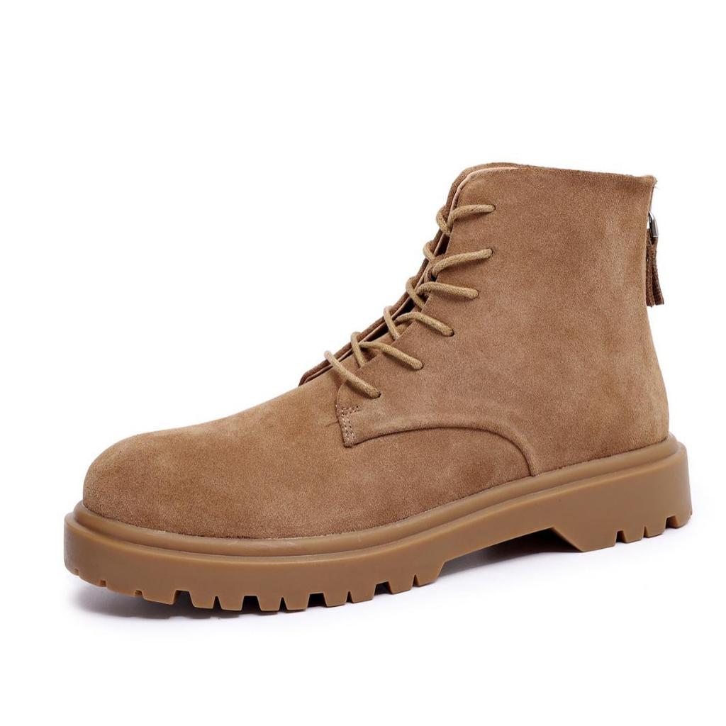 2024 High-Top British Martin Boots: Men’s Retro Cow Suede with Inner Height Increase and Thick Sole