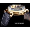 Forsining Erkek Moda Rahat İçi Boş Ay Evresi Oymalı İçi Boş Otomatik Mekanik Saat GMT1125-1-A