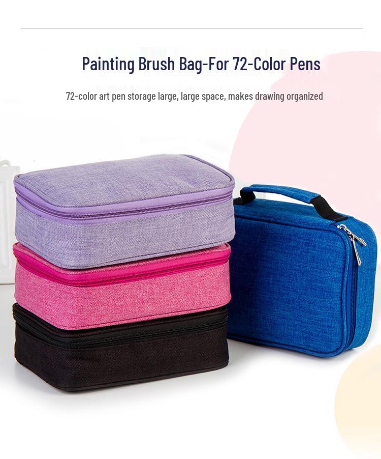72-Slot Colored Pencil & Brush Storage Bag - Portable Student Art Case