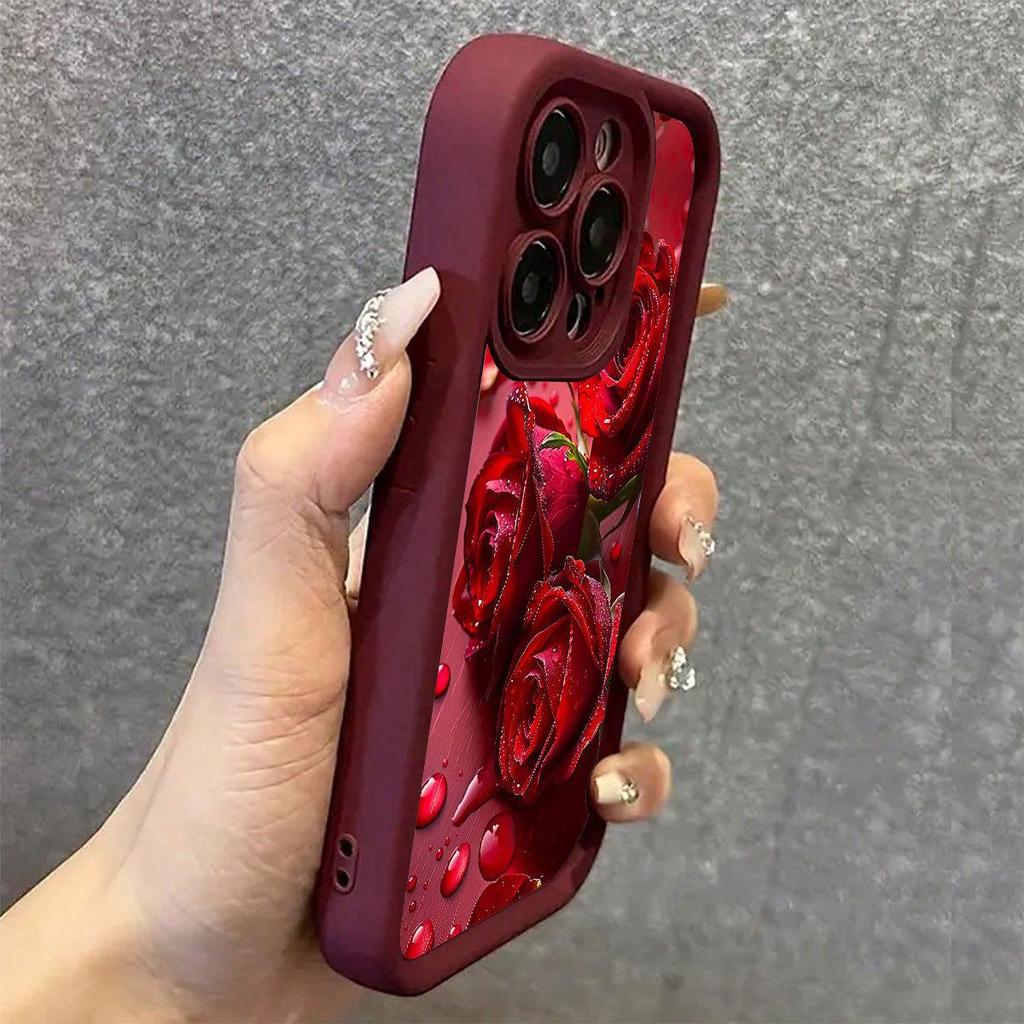Červená Růže Diamantové Schodiště Oko v Oblacích Drážka na Víno Pouzdro pro iPhone 15/16/17