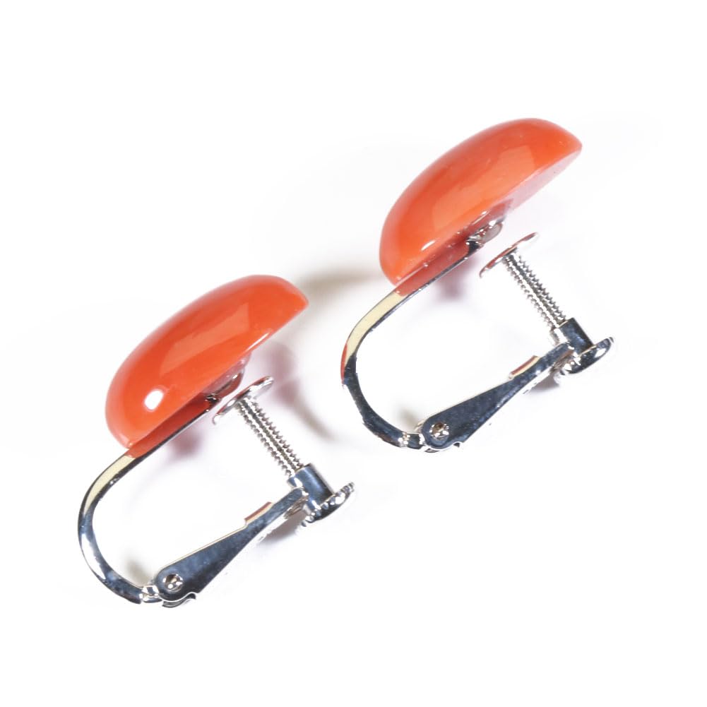 Mediterranean red coral Sarge Kodo undyed earrings, silver,