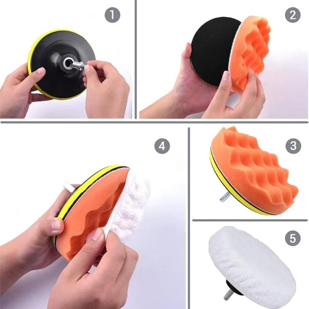 6pcs/set Universal Car Polishing Pad Kit 3/4/5/6/7 Inch Car Repair Tools Auto Detailing Waxing
