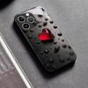 Red Heart Shape Glass Phone Case For iPhone 16 15 14 13 12 Pro Max Max Hard Shockproof Glossy Glass Back Cover Phone Shell