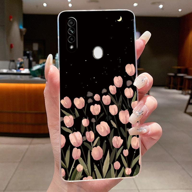 Case For OPPO A31 2020 / OPPO A8 2019 Coque Capa Flower Butterfly Phone Cases CPH2015 Soft Silicone Transparent TPU Jelly Cover