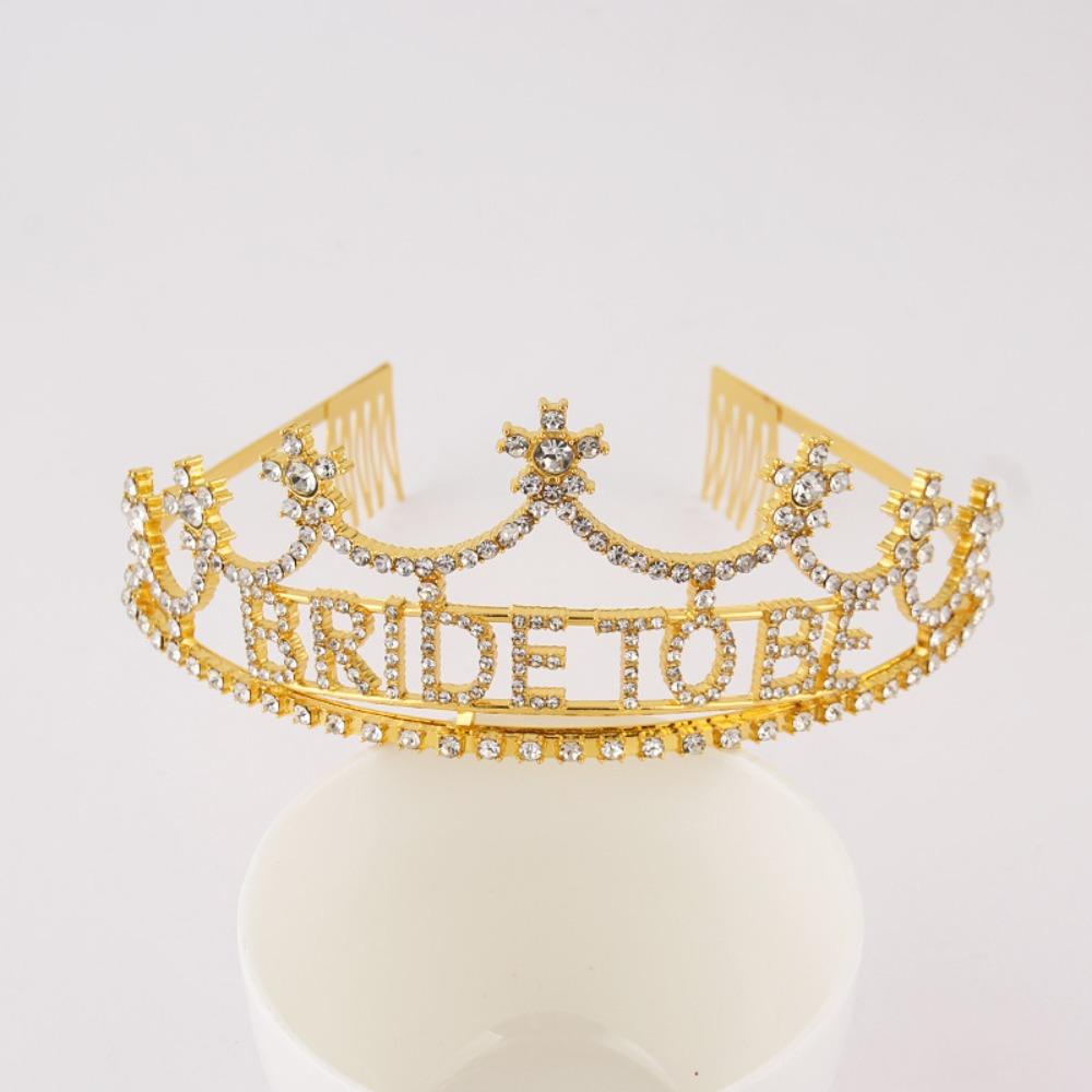 Rhinestone Bridesmaid Tiara Pearl Crown Crystal Hair Hoop Sparkly Bride To Be Headband