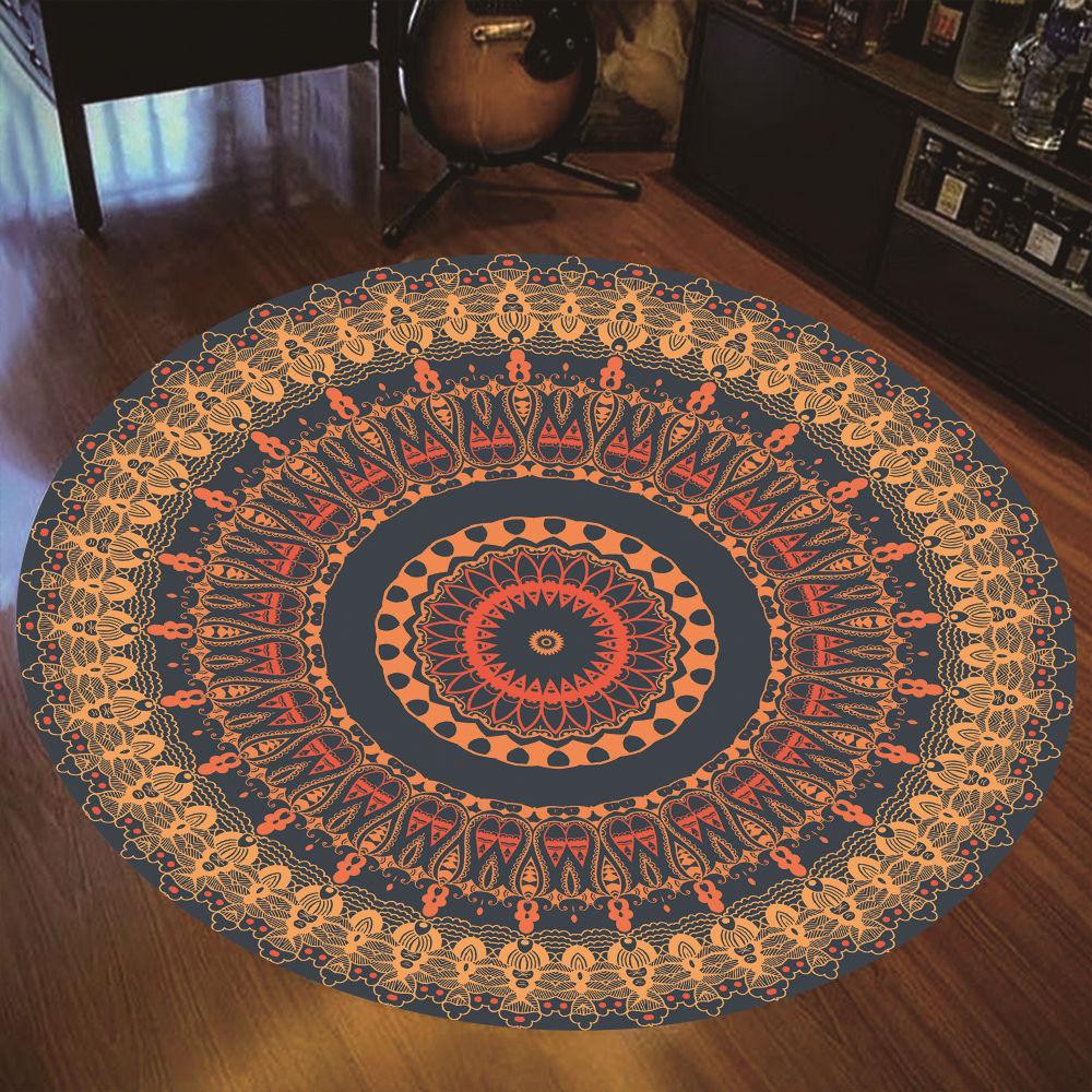 New Round Carpet Mandala Bohemian Gradient Colorful Rug For Living Room Bedroom Rugs Large Size Anti -Slip Floor Mat