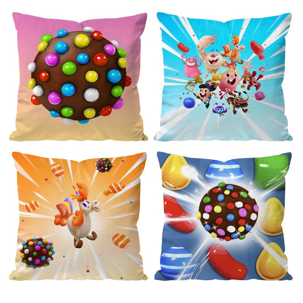 Games C-Candy Crush Sagaes Cushion Cover Pattern Printed Pillowcase for Living Room Sofa Cushion Cover & Bedroom Decor