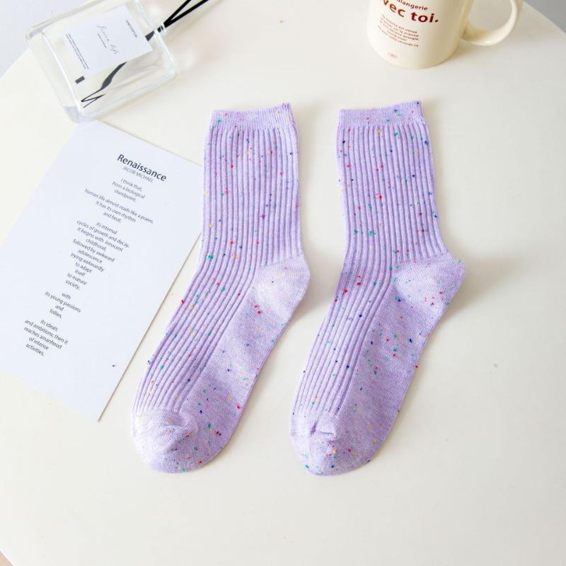 Chaussettes en coton pour femmes, printemps et automne, à nouer, fil idée ravissant, fines, couleur unie, à côtes cylindriques