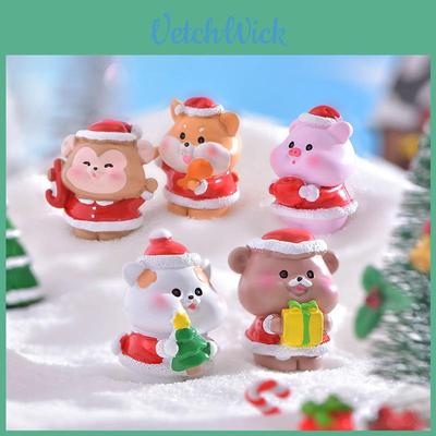Adorable Resin Christmas Animal Miniatures With Snowy Landscape Diy Ornaments