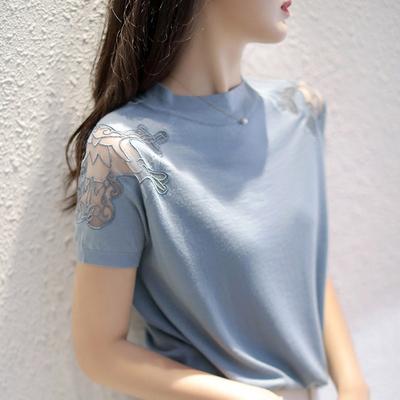 Mode Neu Sommer Strickbluse Pullover Kurzarm Lässig Rundhals Strickbluse Hemd Damen Oberteile J369