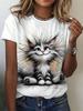 Lustige Damen verspielte Tierprint T-Shirts Sommer Kurzarm Rundhals Oberteile Lässige Mode T-Shirt High-End Damenbekleidung