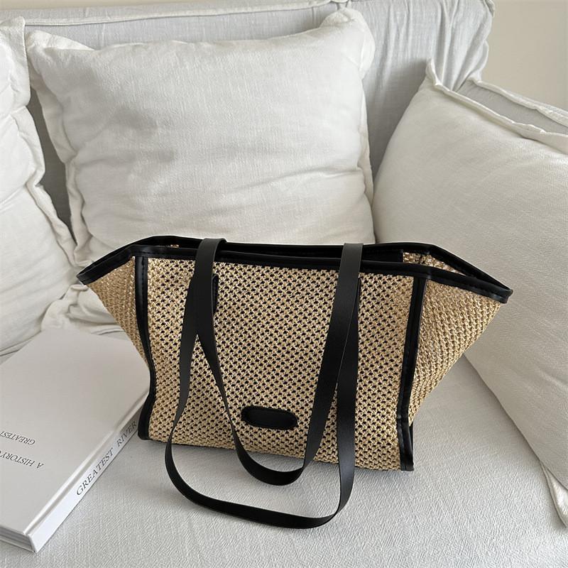 Chic Korean Style Woven Tote Bag For Women Trendy Casual Large Capacity Design