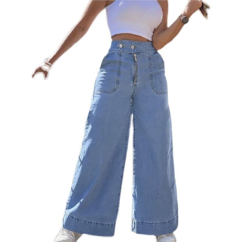 2026 casual long pants, high-waisted wide-leg pants, women's jeans style