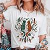 Cats Women's T-Shirt Short Sleeved Basic Top Cute Style Summer Fashion Women's Apparel Trendy Printed New Regular Casual Tee