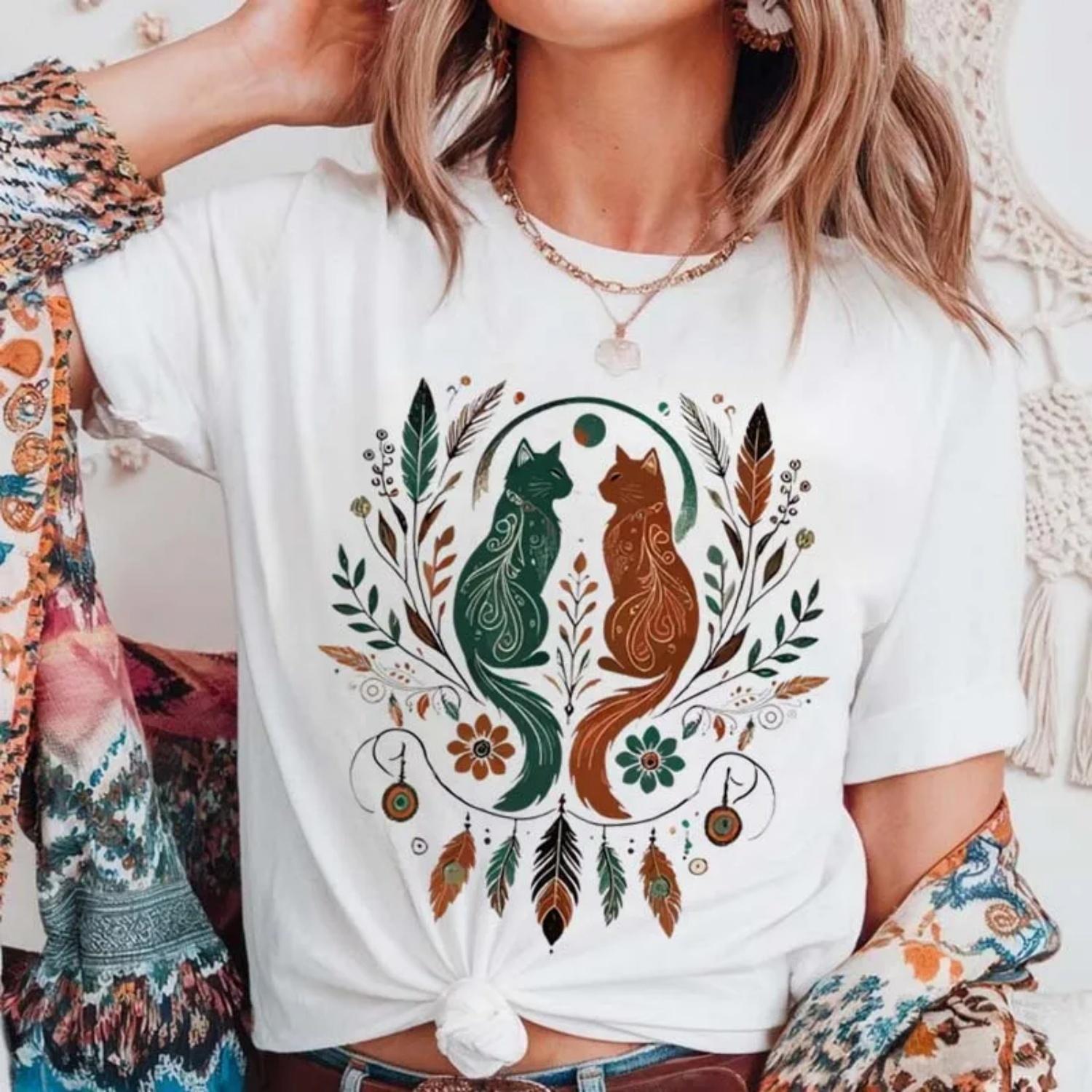 

Cats Women s T-Shirt Short Sleeved Basic Top Cute Style Summer Fashion Women s Apparel Trendy Printed New Regular Casual Tee XXXXXL