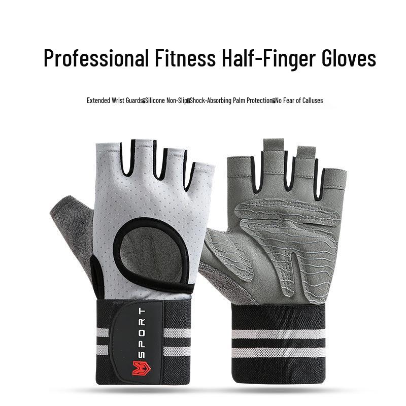 Men s  Women s Anti-Slip Weightlifting Gloves with Wrist Wraps - Half Finger, Non-slip for Fitness, Powerlifting, Pull-ups, and Bench Press.