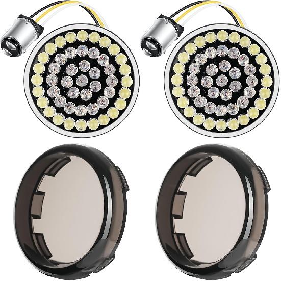 

PBYMT 1157 Front LED Turn Signal Lights Running Blinker Bulbs Compatible for Harley Davidson Dyna Softail Sportster Touring Street Glide Road Glide