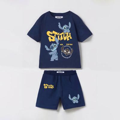 Conjunto de Camiseta de Verão para Crianças Desenho Animado Manga Curta + Calções Roupa para Meninos Bebês