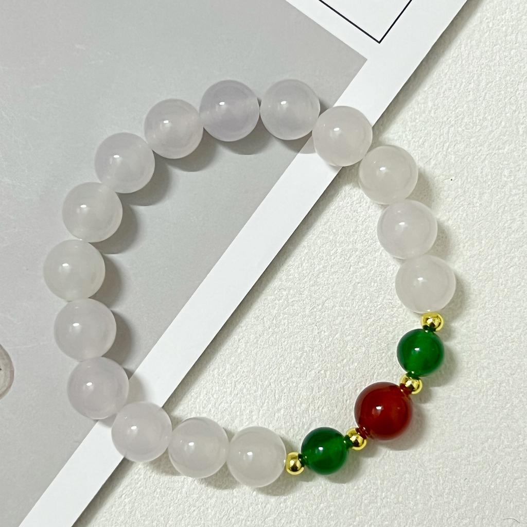 Semi-Precious Gemstones Beaded Bracelets for Women 10mm Agate Stone Round Beads Bangle Handmade DIY Jewelry Gifts