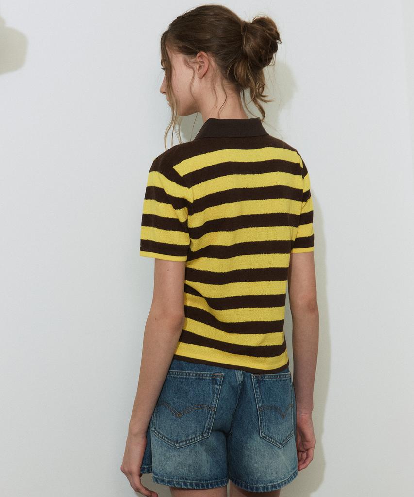 GREENBUTTER Stripe Collar Knit (Yellow/Brown)