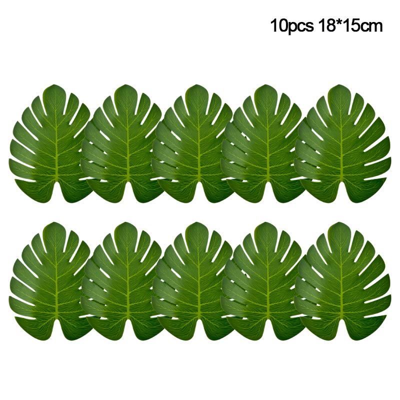 10pcs Artificial Hawaii Tropical Palm Leaves Hawaiian Luau Beach Theme Party Supplies Wedding Table Decoration Turtle Back Leaf